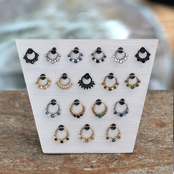 body piercing jewelry,piercing jewelry display,circular piercing bars,segment rings