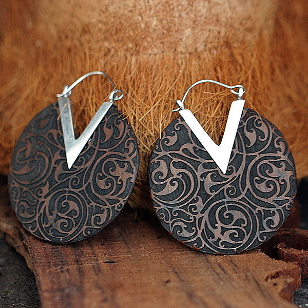 white brass wood earring,white brass earring,wholesale white brass jewelry