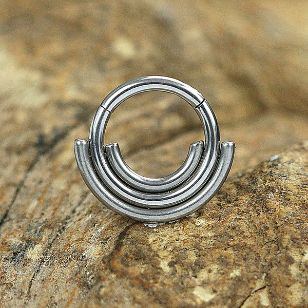 industrial piercing,steel segment ring,septum nose piercing,daith piercing,rook piercing