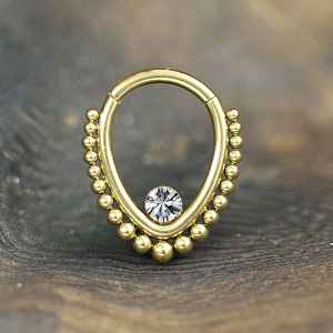 Steel Piercing Hinged Segment Rings XH 132G CZ