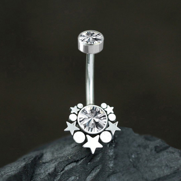 steel navel bar,body piercing jewelry,steel jewelry,cluster piercing,steel banana bar