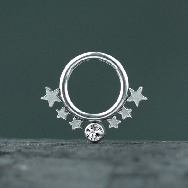 steel body jewelry,hinged steel segment ring,septum piercing,tragus piercing,rook piercing